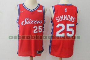 Camiseta Ben Simmons 25 Philadelphia 76ers Baloncesto rojo Hombre