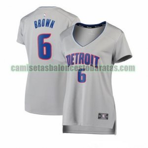 Camiseta Bruce Brown 6 Detroit Pistons statement edition Gris Mujer