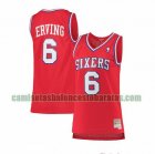 Camiseta Julius Erving 6 Philadelphia 76ers hardwood classics Rojo Mujer