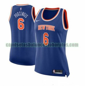 Camiseta Kristaps Porzingis 6 New York Knicks Nike icon edition Azul Mujer