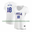 Camiseta Shake Milton 18 Philadelphia 76ers association edition Blanco Mujer