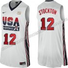 camisetas de baloncesto john stockton #12 nba usa 1992 blanca