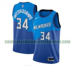 Camiseta Giannis Antetokounmpo 34 Milwaukee Bucks 2020-21 City Edition Swingman azul Hombre
