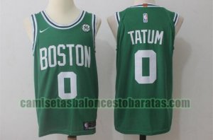 Camiseta Jayson Tatum 0 Boston Celtics Baloncesto Barato Verde Hombre