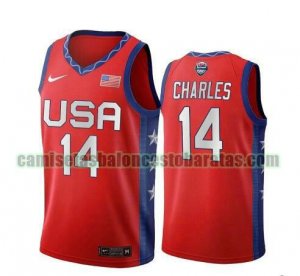 Camiseta Tina Charles 14 USA 2020 USA Olimpicos 2020 rojo Hombre