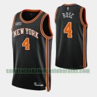 Camiseta derrick rose 4 New York Knicks 2022 75 aniversario edición de la ciudad Negro Hombre