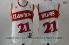 Camiseta Dominique Wilkins 21 Atlanta Hawks Baloncesto blanco Hombre