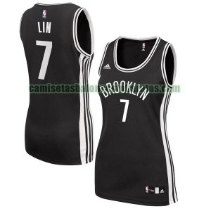 Camiseta Jeremy Lin 7 Brooklyn Nets Réplica Negro Mujer