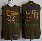 Camiseta LeBron James 23 Los Angeles Lakers Baloncesto Verde oliva Hombre