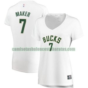 Camiseta Thon Maker 7 Milwaukee Bucks association edition Blanco Mujer