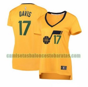 Camiseta Ed Davis 17 Utah Jazz statement edition Amarillo Mujer