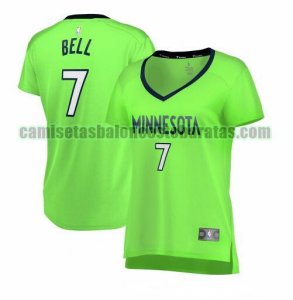 Camiseta Jordan Bell 7 Minnesota Timberwolves statement edition Verde Mujer