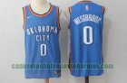 Camiseta Russell Westbrook 0 Oklahoma City Thunder Baloncesto Barato Azul Hombre