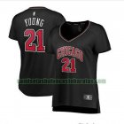 Camiseta Thaddeus Young 21 Chicago Bulls statement edition Negro Mujer