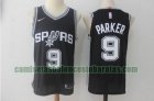 Camiseta Tony Parker 9 San Antonio Spurs Baloncesto Negro Hombre