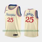 Camiseta Ben Simmons 25 Philadelphia 76ers 2019-20 Ciudad Crema Blanco Hombre