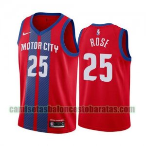 Camiseta Derrick Rose 25 Detroit Pistons 2019-20 City Edition Rojo Hombre