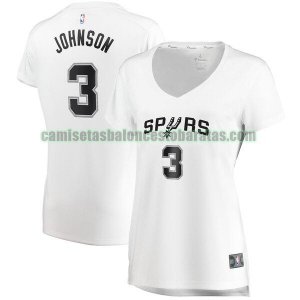 Camiseta Keldon Johnson 3 San Antonio Spurs association edition Blanco Mujer