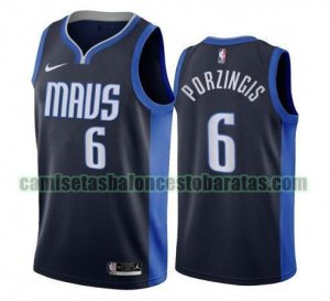 Camiseta Kristaps Porzingis 6 Dallas Mavericks 2020-21 Earned Edition Swingman azul marino Hombre