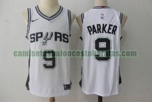 Camiseta Tony Parker 9 San Antonio Spurs Baloncesto blanco Hombre