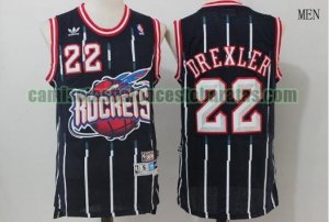 Camiseta Clyde Drexler 22 Houston Rockets Throwback Azul Hombre