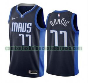 Camiseta Luka Doncic 77 Dallas Mavericks 2020-21 Earned Edition Swingman azul marino Hombre
