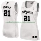 Camiseta Tim Duncan 21 San Antonio Spurs Réplica Blanco Mujer