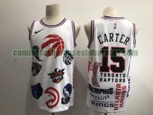 Camiseta Vince Carter 15 Toronto Raptors Baloncesto Barato blanco Hombre
