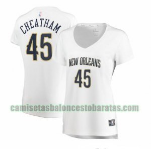 Camiseta Zylan Cheatham 45 New Orleans Pelicans association edition Blanco Mujer