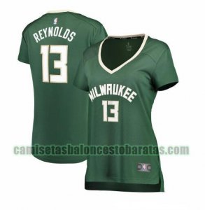 Camiseta Cameron Reynolds 13 Milwaukee Bucks icon edition Verde Mujer