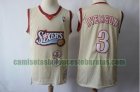 Camiseta Allen Iverson 3 Philadelphia 76ers Baloncesto Beige Hombre