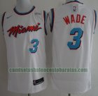 Camiseta Authentic Wade 3 Miami Heat Baloncesto blanco Hombre