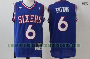 Camiseta Julius Erving 6 Philadelphia 76ers Baloncesto Azul Hombre