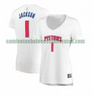 Camiseta Reggie Jackson 1 Detroit Pistons association edition Blanco Mujer