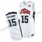 camisetas de baloncesto carmelo anthony #15 nba usa 2012 blanca