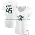 Camiseta Donovan Mitchell 45 Utah Jazz association edition Blanco Mujer