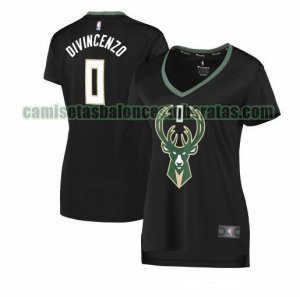 Camiseta Donte DiVincenzo 0 Milwaukee Bucks statement edition Negro Mujer