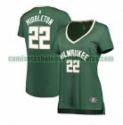 Camiseta Khris Middleton 22 Milwaukee Bucks icon edition Verde Mujer