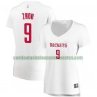 Camiseta Zhou Qi 9 Houston Rockets association edition Blanco Mujer