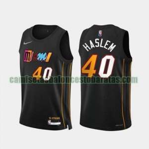 Camiseta HASLEM 40 Miami Heat 2022 75 aniversario edición de la ciudad Negro Hombre