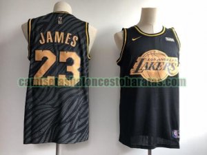 Camiseta Lebron James 23 Los Angeles Lakers Amarillo negro Hombre