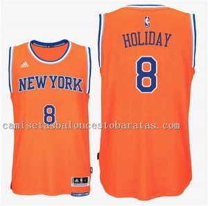camiseta justin holiday 8 new york knicks 2016-2017 naranja
