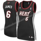 camiseta baloncesto mujer miami heat con LeBron James #6 negro