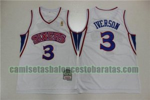 Camiseta IVERSON 3 Philadelphia 76ers 1996-1997 Edición retro blanco Hombre