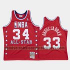 Camiseta Kareem Abduljabbar 34 Los Angeles Lakers All Star 1988 Rojo Hombre