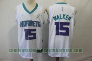 Camiseta Kemba Walker 15 Charlotte Hornets 2019 Baloncesto blanco Hombre