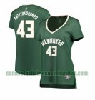 Camiseta Thanasis Antetokounmpo 43 Milwaukee Bucks icon edition Verde Mujer