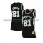 Camiseta Tim Duncan 21 San Antonio Spurs hardwood classics Negro Mujer