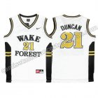 camisetas ncaa wake forest demon deacons tim duncan #21 blanca
