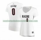 Camiseta Damian Lillard 0 Portland Trail Blazers association edition Blanco Mujer